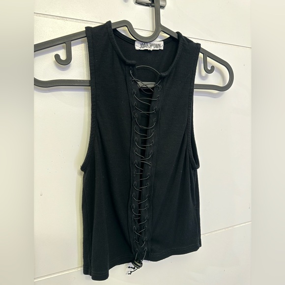 Joah Brown XS/S Black Lace Up Crop - Picture 3 of 6